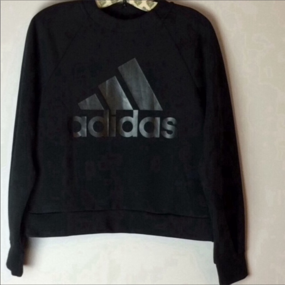 Adidas Original Crewneck Logo Black Sweatshirt - Picture 2 of 8